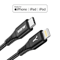Miniatyrbillede 3 af 5: USB-C til Lightning Hurtigopladning 3A og Synchronisering 1m Akashi Sort Svart