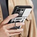Miniatyrbild 4 av 5: Coque för Motorola Edge 50 Pro Ring Stöd Kamera Skydd Glidande Silver Grå