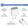 Miniatyrbillede 2 af 3: 20W Power Delivery hjemmeoplader + USB C/Lightning forstærket kabel Livstidsgaranti Hvid 100 % genbrugsplast Force Power Lite