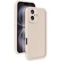 Pikkukuva 5 / 5: iPhone 16 Pussi Silikoninen Pehmeä Kosketus Kohotetut Reunat Beige Beige
