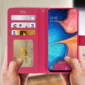 Miniatyrbillede 3 af 4: Hus til Samsung Galaxy A20e - AVIZAR - Folio Tegnebog Cover - Øko-læder - Video Støtte - Lyserød Rosa