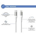 Pikkukuva 2 / 4: Lataus- ja synkronointikaapeli - Force Power - USB C/Lightning - 3m - 3A - Valkoinen Vit