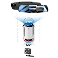 Miniatyrbild 3 av 6: Dashcam Front Bakre Backspegel HD 1080P 4 tums skärm Mikroknapp Svart Svart