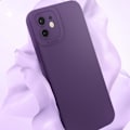 Miniatyrbillede 4 af 6: Etui til iPhone 12 - AVIZAR - Mat Silikone - Forstærket kamerabeskyttelse - Mørk lilla Lila