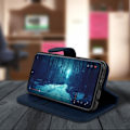 Pikkukuva 4 / 4: Kotelo Samsung Galaxy A40 - AVIZAR - Lompakko Kuoressa - Silikoni Geeli - Sininen Yö - Videotuki Nattblått