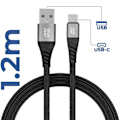 Pikkukuva 4 / 5: USB-USB-C-kaapeli 3A Lataussynkronointi Nylon punottu 1,2 m Blue Star Musta Svart