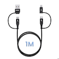 Miniatyrbillede 5 af 5: 4-i-1 USB-C og USB til USB-C og Lightning Opladning 20W 1m Akashi Sort Svart