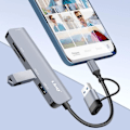 Miniatyrbillede 4 af 5: USB C og USB Hub med USB 3.0 + 2x USB 2.0 SD og TF kortlæser LinQ Sort