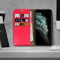 Pikkukuva 3 / 4: Folio-kotelo - AVIZAR - iPhone 11 Pro Max - Aitoa nahkaa - Punainen - Videotuki Röd