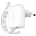 Miniatyrbild 1 av 6: USB C Strömadapter 20W Platt Format USB C till Lightning Kabel 1m Belkin Vit Vit