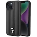 Miniatyrbillede 1 af 5: Case til iPhone 14 Bagside Quiltet Vegansk Læder Forhøjede Kanter Karl Lagerfeld Sort Svart