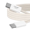 Miniatyrbillede 2 af 5: USB-C til USB-C kabel - LinQ - 60W - 2 meter - Opladning og synkronisering - Vævet nylon Vit