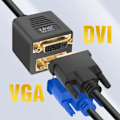Miniatyrbillede 3 af 4: DVI han til VGA hun og DVI-I hun adapter Kompakt 33 cm LinQ Sort