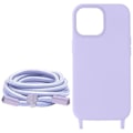 Miniatyrbillede 2 af 5: Etui til iPhone 15 Pro Max - AVIZAR - Corda-serien - Halsrem 80 cm - Lilla Lila