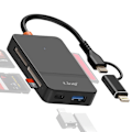 Pikkukuva 1 / 5: USB C + Lightning Multiport Kortinlukija OTG Monitoimi LinQ Musta