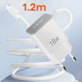 Miniatyrbild 3 av 5: USB-C Väggladdare - LINQ - LinQ Vit - 18W - Integrerad kabel - Vit Vit