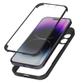 Miniatyrbillede 1 af 5: Cover til iPhone 14 Pro Stødsikker plexiglas bagside og polymer front Sort omrids Svart