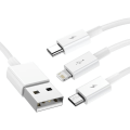 Miniatyrbillede 1 af 4: 3 i 1 USB til Lightning, USB-C og Micro USB-kabel 2,5A 15 meter Baseus Hvid