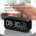 Miniatyrbild 6 av 8: Digital radioväckarklocka Bluetooth högtalarklocka med LED-display för tid och alarm och spegelyta för skrivbordet