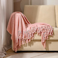 Miniatyrbillede 3 af 3: Højkvalitets Komfortabelt Tæppe Dejligt Multifunktionelt Sofatæppe, 127*178cm Blødt, Egnet til Sofa/Seng (pink)