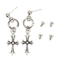 Miniatyrbillede 1 af 8: Korsørring Hypoallergen Minimalistisk Kors Dangle Drop Øreringe til Kvinder Daglig Brug