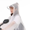 Miniatyrbillede 2 af 5: Voksen regnponcho EVA åndbar hætte regnponcho udendørs cykel regnfrakke til mænd kvinder hvid M