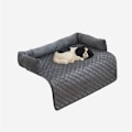 Miniatyrbillede 2 af 4: Vandtæt fløjls kæledyrssofa seng med skridsikker design og 3-sidede puder - Ideel til hunde og katte 75X120CM DEEP GRAY
