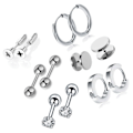 Miniatyrbillede 5 af 8: 6 par ørestik sæt rustfrit stål zirkon piercing smykker unisex øre tilbehør