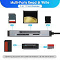 Miniatyrbillede 3 af 5: Multi Memory Card Reader, til / USB C og USB A enheder