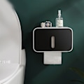 Miniatyrbillede 3 af 5: Vægmonteret toiletpapirholder PS ABS Vandtæt rullepapir Tissue opbevaringsboks Badeværelsestilbehør Sort
