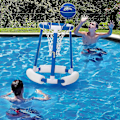 Miniatyrbillede 2 af 4: Flydende Pool Basketball Kurv Spil Til Swimmingpool | Inkluderer Kurv, 2 Bolde Og Pumpe, Oppustelig Basketball Kurv Vand Basketball Spil Pool Legetøj Til