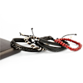 Miniatyrbillede 8 af 8: 4 stk. Multilayer læderarmbånd Unisex udsøgte mahogniperler Multilayer armbånd