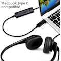 Miniatyrbilde 5 av 5: USB Headset med støyreduserende mikrofon og 3,5 mm jack 2 i 1, Headset for PC, Headset for spill, Skype, Call Center, Kontorcomputer, Klar stemme