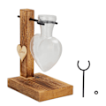Miniatyrbild 3 av 8: Hydroponisk transparent glasvas trä torkad blomma arrangemang behållare skrivbord dekoration