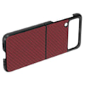 Miniatyrbillede 4 af 8: Foldbar telefonetui i kulfibermønster til Samsung Galaxy Z Flip 3 beskyttelsescover rød