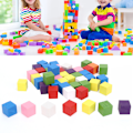 Miniatyrbild 6 av 8: 2 set färgade block set furu trä barn geometri upplysning tidig utbildning leksak 50 st färgade block 15 mm