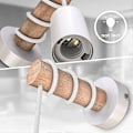 Miniatyrbillede 3 af 5: Væglampe, industrielt retro design, træ & metal, stue & soveværelsesbelysning, E27 fatning, til LED pære 10W max, hvid