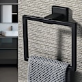 Miniatyrbillede 2 af 5: Moderne firkantede design vægmonteret sort håndklædestang og håndklædeholder til badeværelse og køkken, fremstillet af SUS304 rustfrit stål