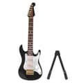 Delikat 14 cm Mini Elektrisk Træ Guitar Model Ornament Samling med Stativ (Sort)