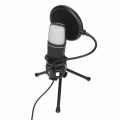 Miniatyrbilde 3 av 8: USB-mikrofon 360 graders rotasjon RGB-indikator Spillmikrofon med frontrute og stativ for PS5 PC