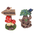 Miniatyrbillede 4 af 8: Miniature Magic Tree Statue Sæt Syntetisk Harpiks Træ Guidepost Figur Sæt Vandtæt Soltæt Have Statue Tilbehør