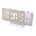 Miniatyrbillede 2 af 8: FM-radio LED digitalt smart vækkeur LED digitalt projektionsvækkeur til soveværelse seng hvid krop hvidt tegn