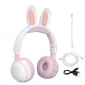 Miniatyrbilde 1 av 8: Rabbit Ear Bluetooth 5.0-hodetelefoner sammenleggbare trådløse headset for barn med LED-fargelys for PC-nettbrett Online læring Hvit Rosa