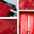 Miniatyrbillede 5 af 6: Enkel stil Polyester Vindue Voile Tyl Gardin Gennemsigtige paneler Soveværelse Stue Dekoreret Rød 1x2,7m