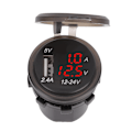 Pikkukuva 4 / 8: DC12-24V 2.1A 3 in 1 monitoiminen digitaalinen LED-vedenpitävä lämpömittari jännitteenmittari Auton USB-pikalataus Punainen valo