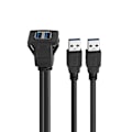 Miniatyrbillede 2 af 4: USB 3.0 Flush Mount Dashboard USB 3.0 til Bil Båd Motorcykel Dobbelt Port Firkantet 1m