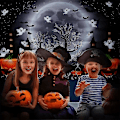 Pikkukuva 5 / 5: Halloween-tausta Iso Halloween-taustabanneri Pelottava kurpitsavalokuvaus seinätausta