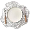 Pikkukuva 2 / 4: 4-osainen set lämmönkestäviä, liukumattomia PVC-pöytämatoja ruusukuviolla hopeaa