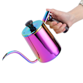Miniatyrbild 6 av 8: 700 ml kaffekanna 304 rostfritt stål gåshals pip kaffedryppkanna med trähandtag långt pip - färgglad
