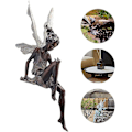 Miniatyrbilde 4 av 5: Eventyrhage-statue - Brun harpikshåndverkdekorasjon for studierom, stue, soverom